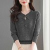 CC秋季V领系带针织打底衫女新款春秋洋气上衣薄款简约毛衣 商品缩略图2