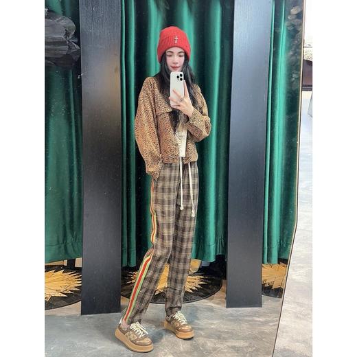 美拉德棕色格子休闲裤男女同款 商品图4