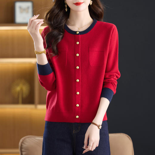 CC开衫女短款秋装新款圆领薄款外搭宽松针织毛衣外套 商品图0