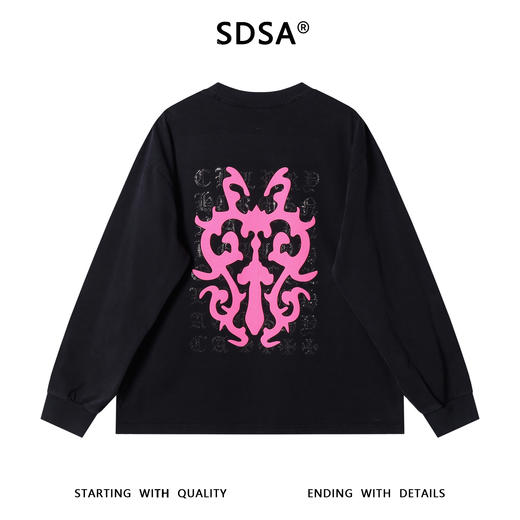 SDSA男士秋冬新款痞帅男装撞色印花十字圆领卫衣烫钻字母设计百搭 商品图5