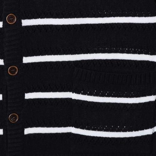 22523SDSA男士秋冬新款痞帅男装慵懒风撞色条纹纽扣圆领针织衫百搭毛衣 商品图2