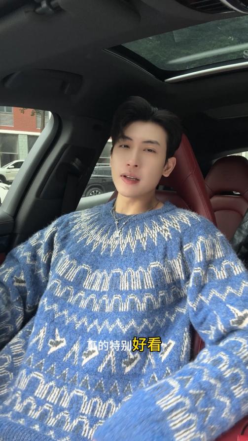 72533SDSA秋冬新款痞帅男装慵懒风撞色提花圆领针织衫百搭时尚套头毛衣 商品图0