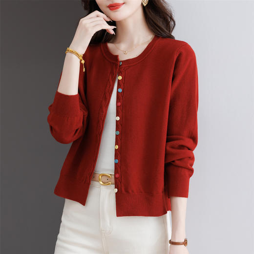 CC高腰针织开衫女短款2025早秋新款小款外搭上衣配裙子毛衣薄外套女 商品图3