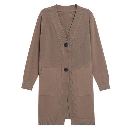 CC2025年秋装针织开衫外搭宽松v领纯色中长款披肩毛衣外套 商品图4