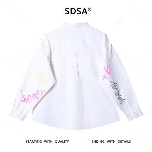 SDSA男士秋冬新款痞帅男装潮牌手绘涂鸦字母翻领长袖衬衫百搭衬衣 商品图5