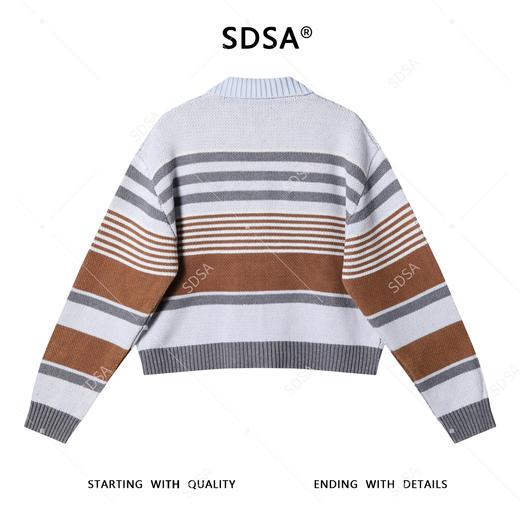 72367SDSA秋冬新款痞帅男装复古时尚条纹拉链翻领针织衫百搭开衫毛衣 商品图5
