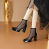 【预售5天】真皮粗跟网纱透气女士凉靴春秋新款高跟鞋网靴女英伦风凉鞋DS&1356-6 商品缩略图4