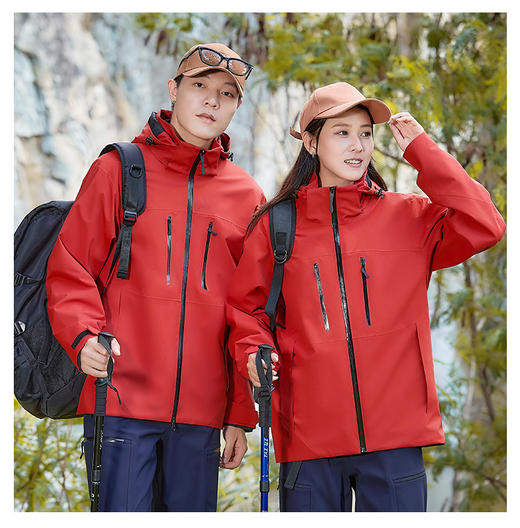 【热销爆款】}秋冬季三合一可拆卸情侣防护外套冲锋衣防风男女款运动外套 BS25011-T 商品图0