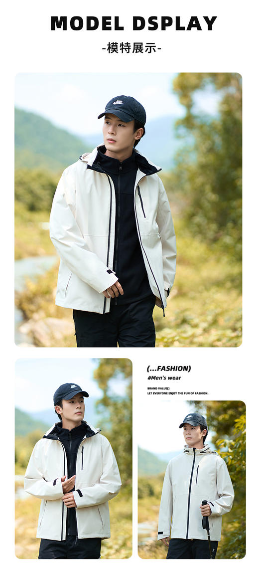 沸腾自发热科技面料 2025新款秋冬情侣防水登山夹克摇粒绒内胆三合一冲锋衣男女款两件套BSW25696 商品图7