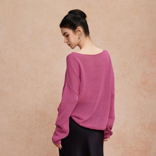 QG636斯尔丽25新款新型研发和纸纱透气亲肤慵懒风长袖时尚垂顺宽松上衣 商品图1