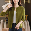 CC圆领针织开衫女短款春秋新款长袖宽松显瘦毛衣薄款打底衫上衣外套 商品缩略图3