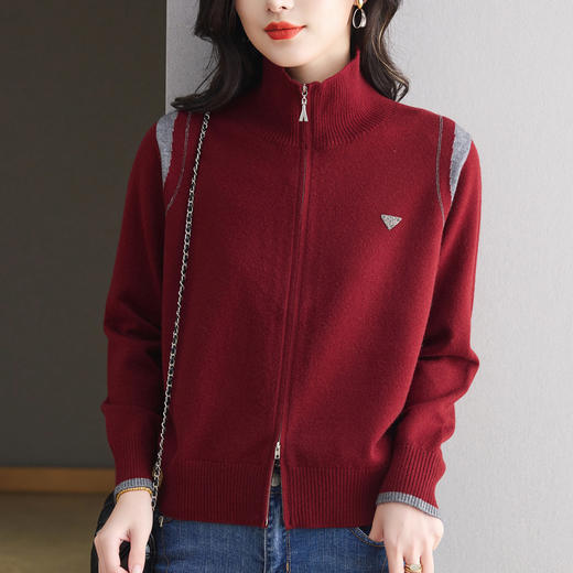 CC秋装气质轻奢翻领上衣新款短款大码女装针织开衫显瘦洋气毛衣外套 商品图3