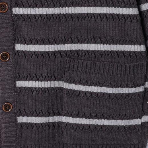 22523SDSA男士秋冬新款痞帅男装慵懒风撞色条纹纽扣圆领针织衫百搭毛衣 商品图3