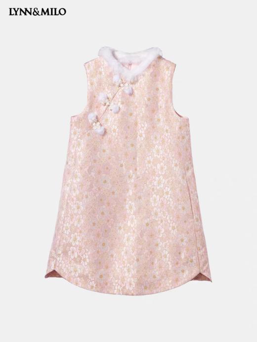 【春上新】【秋冬新品】8LYNN&MILO楼琳麦罗  粉色金葱提花夹棉中式背心裙 商品图4