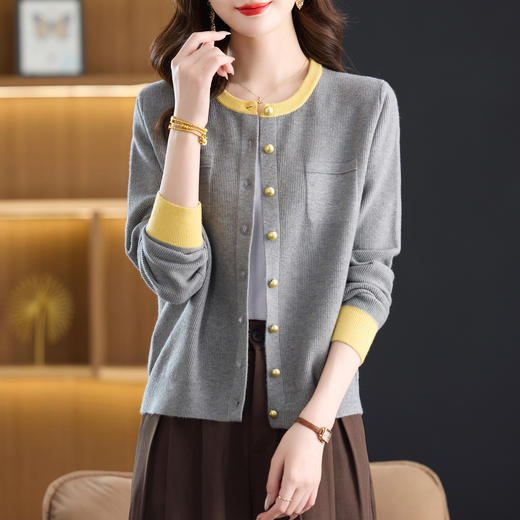CC开衫女短款秋装新款圆领薄款外搭宽松针织毛衣外套 商品图2