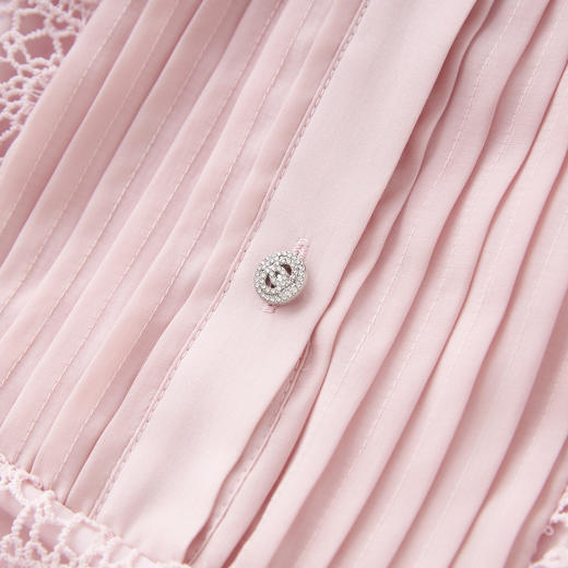 镂空水溶蕾丝翻领收腰法式名媛气质连衣裙WLZD2509512 商品图3