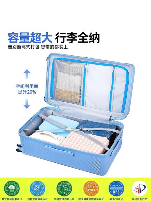 自然醒五轮大容量24寸抗摔双层防爆拉链行李箱马卡龙色拉杆箱YS6039 商品图2