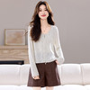 CC针织衫v领开衫女春秋2025新款薄款长袖短款外搭早秋拉链毛衣外套 商品缩略图2