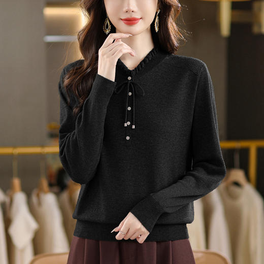 CC木耳领打底衫秋冬内搭漂亮洋气妈妈上衣2025新款宽松显瘦大码毛衣 商品图3