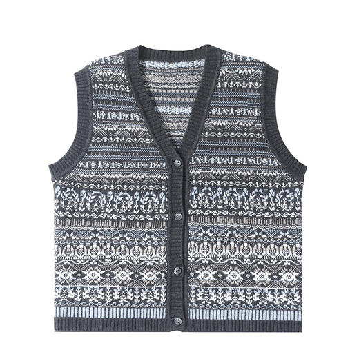 CCV领复古民族风提花无袖针织马甲女2025秋季新款外穿坎肩毛衣背心 商品图4