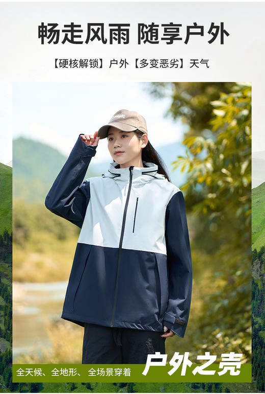 沸腾自发热科技面料 2025新款秋冬情侣防水登山夹克摇粒绒内胆三合一冲锋衣男女款两件套BSW25696 商品图6