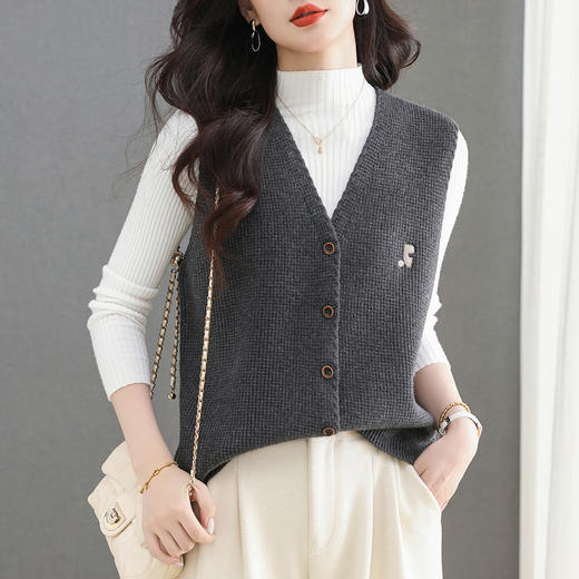 CC女士针织马甲外搭2025秋季新款坎肩叠穿洋气时髦无袖毛衣开衫背心 商品图3