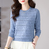 CC早秋薄款镂空长袖针织上衣女秋装2025新款圆领毛衣春秋打底衫 商品缩略图0