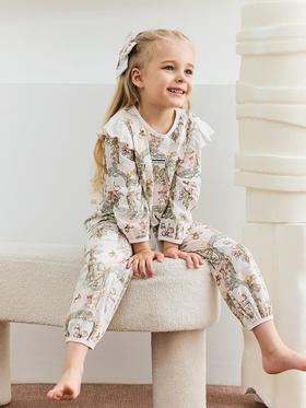 Domiamia 儿童针织花边袖家居服套装