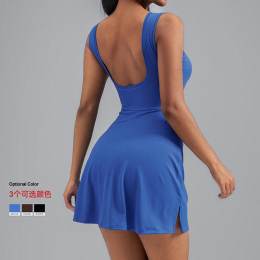 跃牌【瑜堂系列】爆款条纹瑜伽裙欧码假两件防走光紧身运动连衣裙女OMTQ001 商品图1