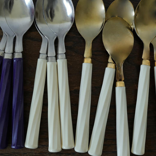 法国Marie Claire中古亚克力不锈钢餐勺 多色入 商品图0