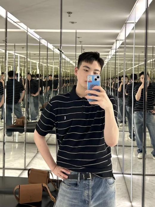 NZ403-换季清仓不退不换！ YSL圣罗兰 标识刺绣条纹POLO衫（NZ*VG） 商品图1