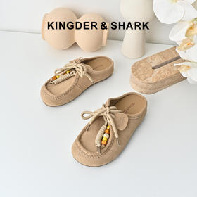 经典鲨2025秋季专柜新品牛皮革一脚蹬软底舒适勃肯半拖鞋女KW392-529031