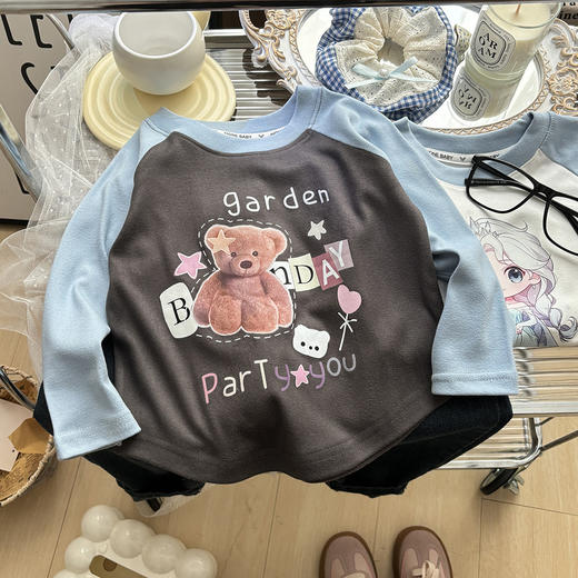 【39.9/任选2件】巴比童装儿童秋款长袖T恤童装 女童圆领休闲上衣 宝宝可爱卡通印花打底衫★ 商品图11