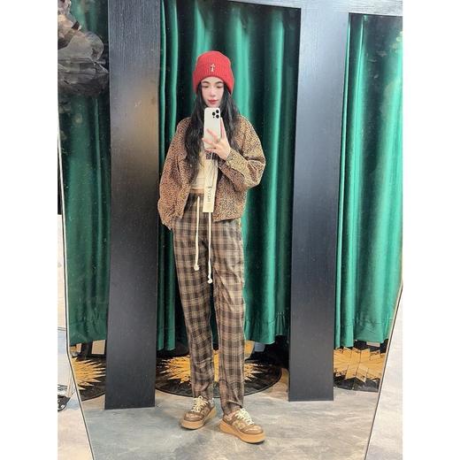 美拉德棕色格子休闲裤男女同款 商品图2