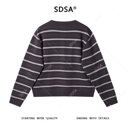 22523SDSA男士秋冬新款痞帅男装慵懒风撞色条纹纽扣圆领针织衫百搭毛衣 商品图5