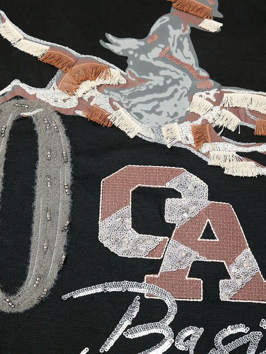 酷飒与优雅并存！黑色重工刺绣印花 T 恤，解锁时尚新态度 商品图3