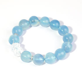 好运连珠 水金相成 海蓝宝宝佛手串