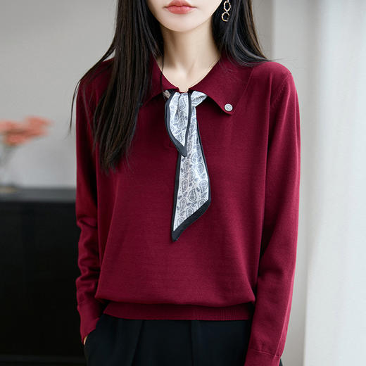 CC气质轻奢打底衫秋冬洋气减龄毛衣女2025新款翻领针织内搭上衣 商品图2