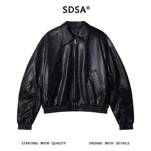 58810SDSA男士秋冬新款痞帅男装潮牌短款拉链翻领皮衣夹克百搭高街上衣 商品图1