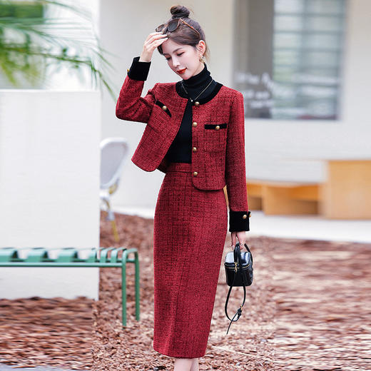 HR YJLY8053气质穿搭时尚套装裙拼接两件套 商品图2
