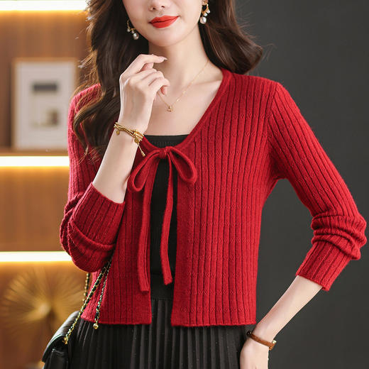 CC女士短款针织披肩春秋外搭配裙子上衣漂亮洋气小个子毛衣开衫外套 商品图3