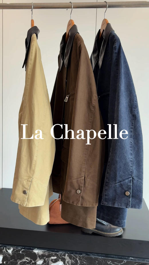 天猫同步【官网1k+高端品质 非常重磅】拉拉夏贝尔/La Chapelle皮领工装夹克宽松多口袋美式复古廓形外套 商品图6