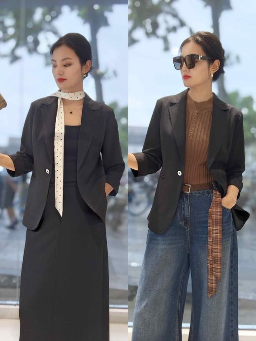 580851春.上新 经典精致小西服 黑/白/卡其三色 商品图5