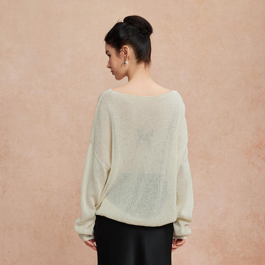 QG636斯尔丽25新款新型研发和纸纱透气亲肤慵懒风长袖时尚垂顺宽松上衣 商品图9