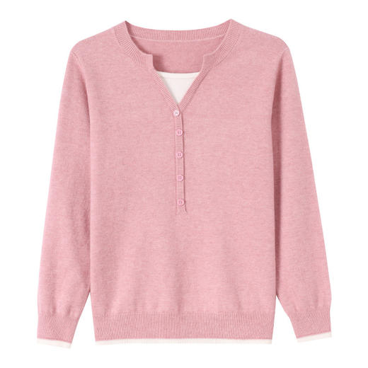 CC假两件上衣女时尚洋气秋装2025新款针织衫圆领薄款打底衫上衣 商品图4