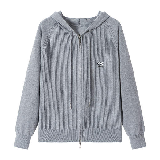 CC2025春秋新款连帽针织开衫女宽松休闲卫衣毛衣外套上衣薄早秋外搭 商品图4