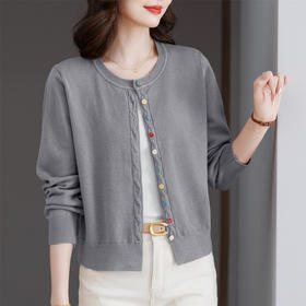 CC高腰针织开衫女短款2025早秋新款小款外搭上衣配裙子毛衣薄外套女