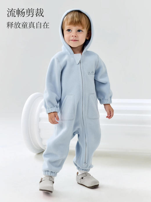 Domiamia 宝宝摇粒绒连帽爬服 加绒防风保暖 商品图1