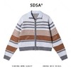 72367SDSA秋冬新款痞帅男装复古时尚条纹拉链翻领针织衫百搭开衫毛衣 商品缩略图1