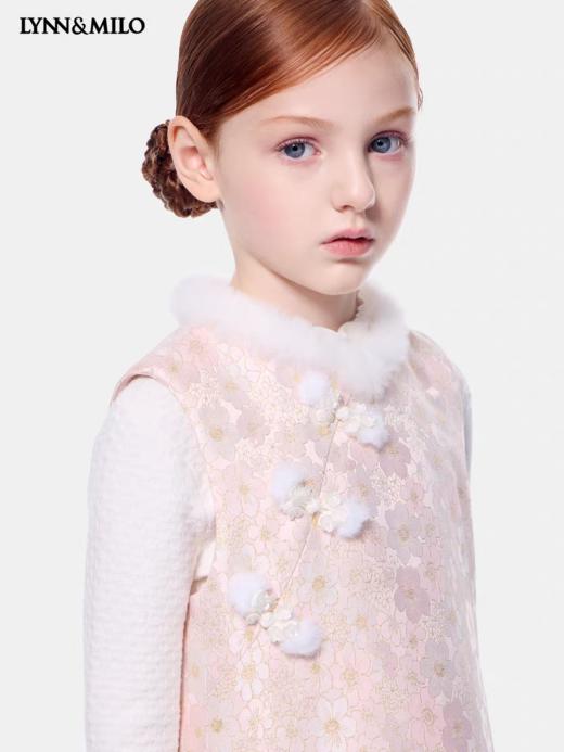 【春上新】【秋冬新品】8LYNN&MILO楼琳麦罗  粉色金葱提花夹棉中式背心裙 商品图1